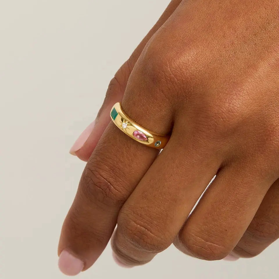 18KT Gold Plated Celestial CZ Ring - Atulya Jewellers