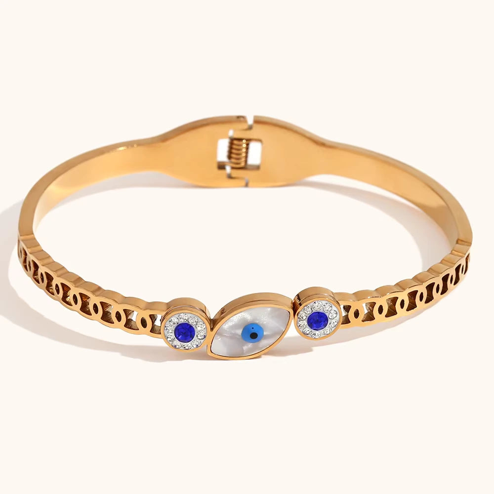 18KT Gold Plated Zivara Evil Eye CZ Bangle - Atulya Jewellers