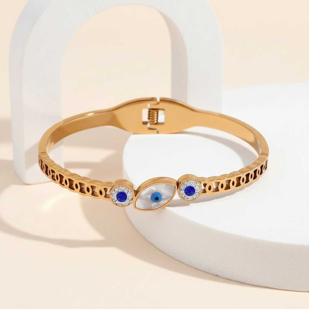 18KT Gold Plated Zivara Evil Eye CZ Bangle