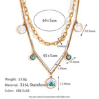 18KT Gold Plated Evil Eye Layered Necklace - Atulya Jewellers