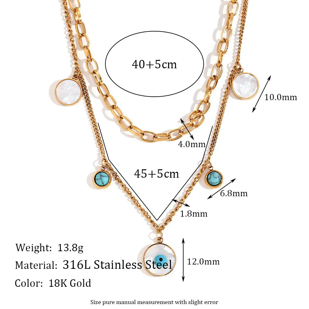 18KT Gold Plated Evil Eye Layered Necklace - Atulya Jewellers