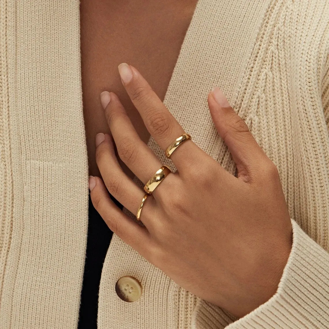 18KT Gold Plated Plain Band Ring - Atulya Jewellers
