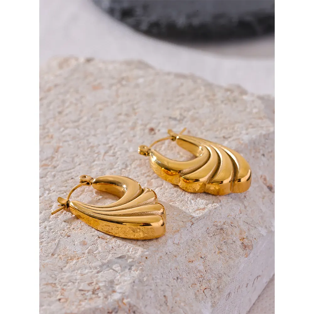 18KT Gold Plated Wing Hoop Earrings - Atulya Jewellers