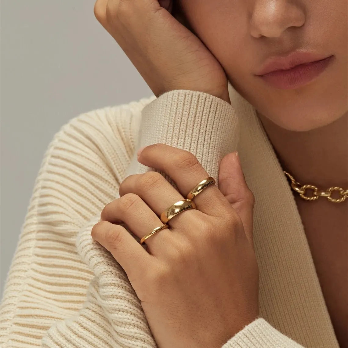 18KT Gold Plated Plain Band Ring - Atulya Jewellers