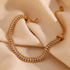 18KT Gold Plated Bead Tennis CZ Bracelet - Atulya Jewellers