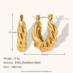 18KT Gold Plated Twisted Hoop Earrings - Atulya Jewellers