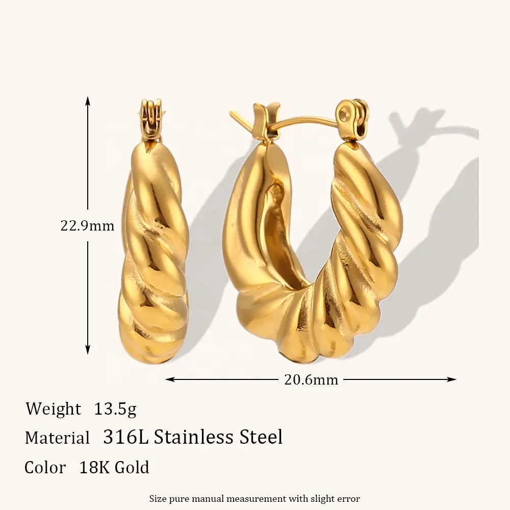 18KT Gold Plated Twisted Hoop Earrings - Atulya Jewellers