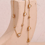18KT Gold Plated Pearl Heart CZ Bracelet - Atulya Jewellers