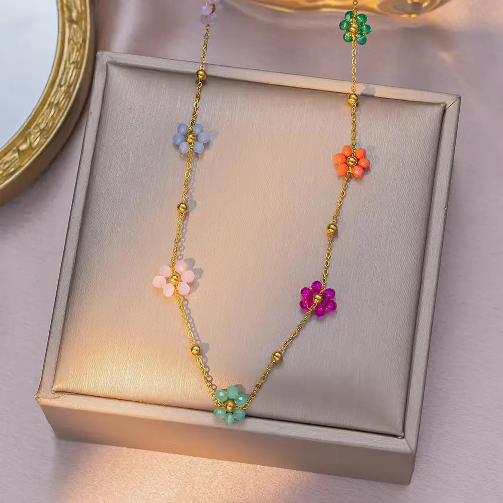 18KT Gold Plated Dainty Bloom Necklace - Atulya Jewellers