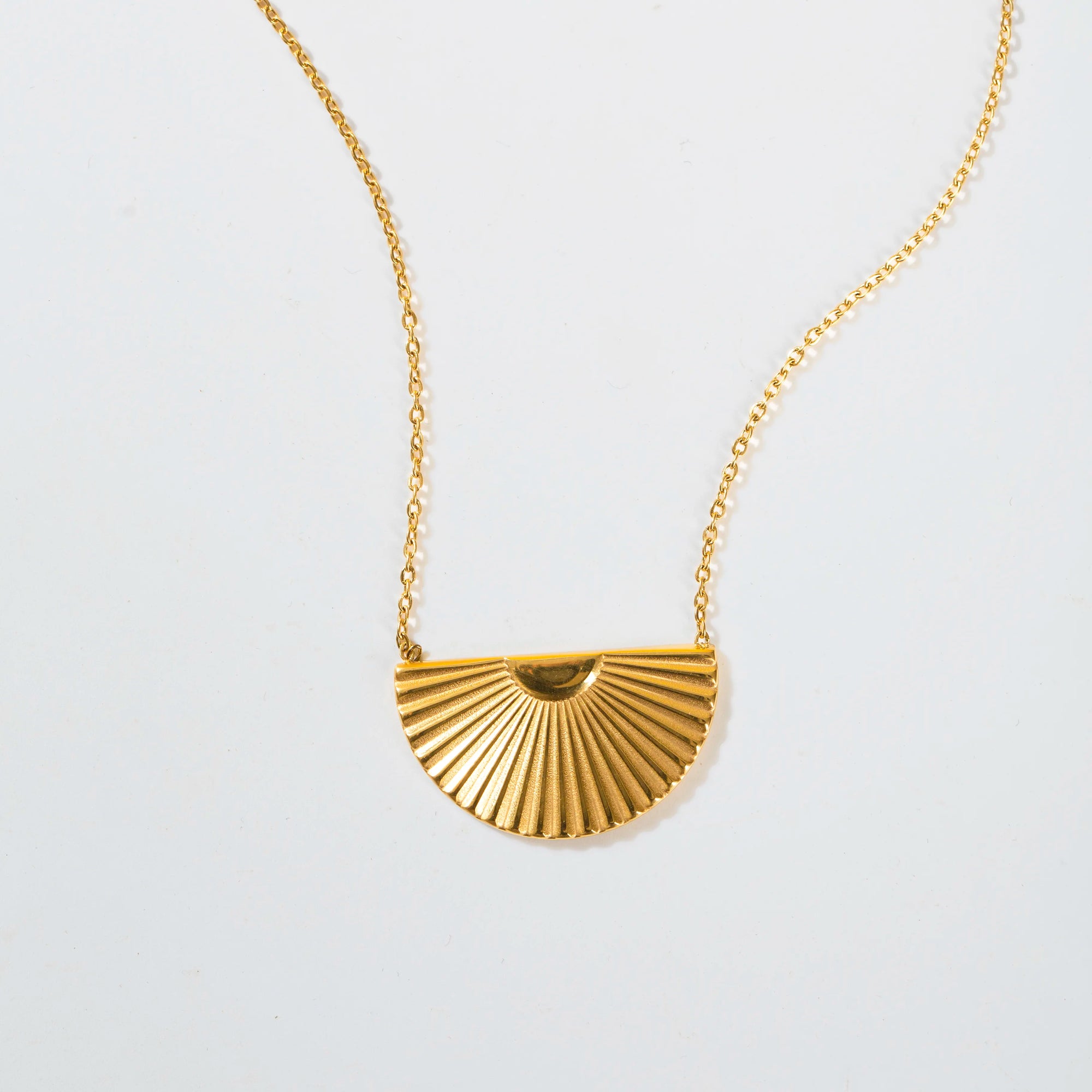 18KT Gold Plated Engraved Necklace - Semicircle - Atulya Jewellers