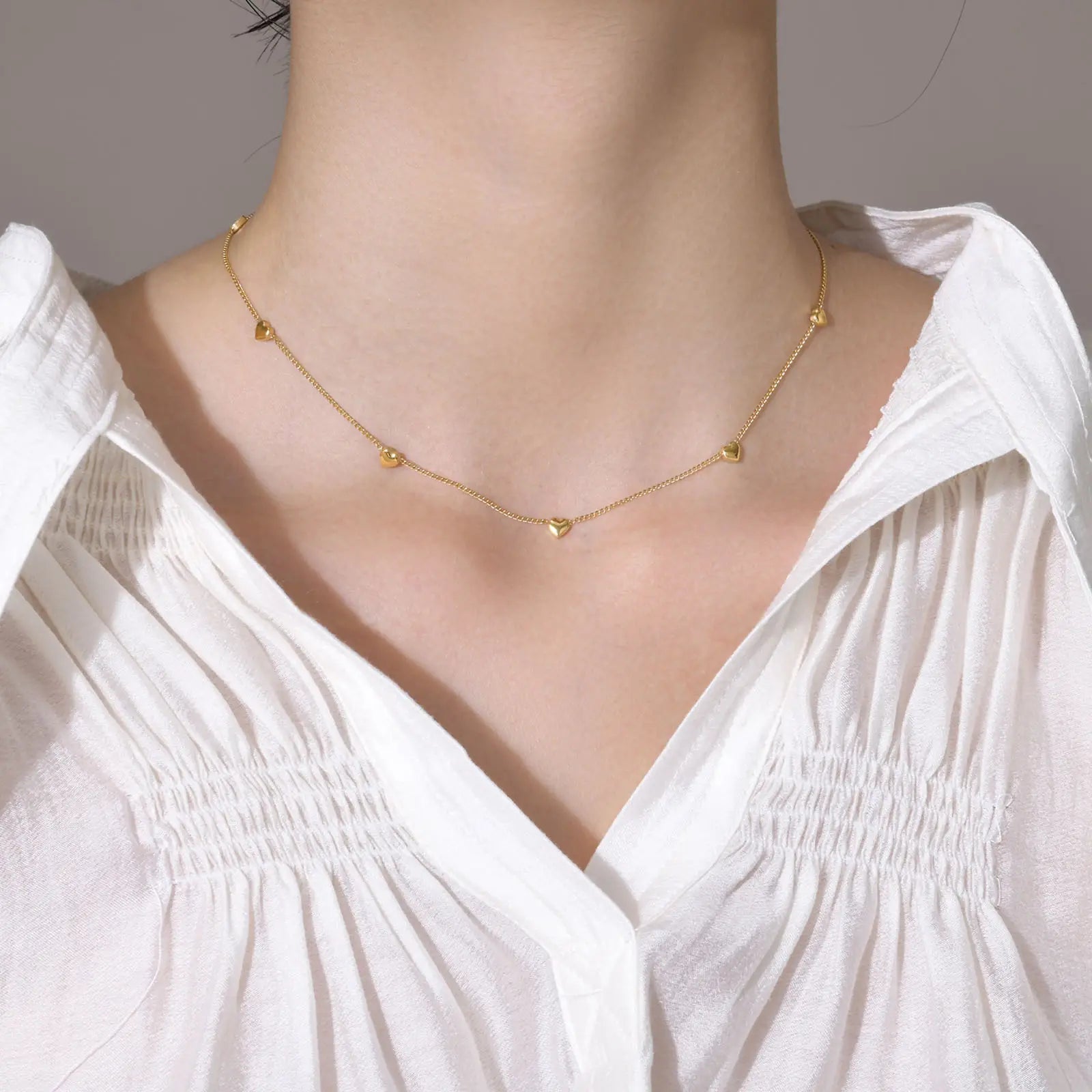18KT Gold Plated Solid Heart Necklace - Atulya Jewellers