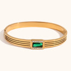 18KT Gold Plated Orla Green Baguette Bangle - Atulya Jewellers