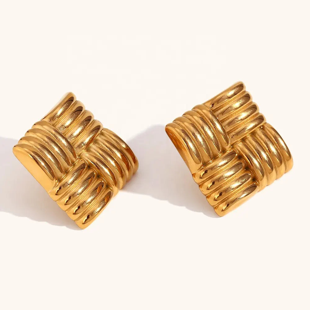 18KT Gold Plated Block Earrings