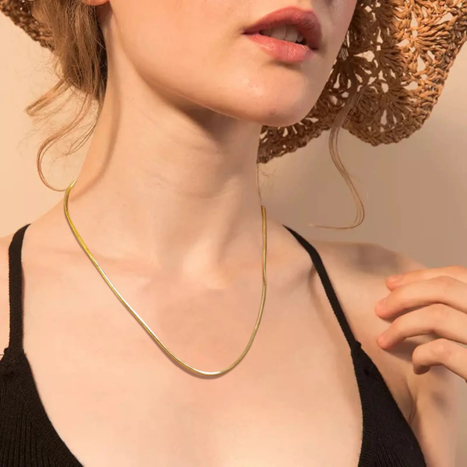 18KT Gold Plated Solid Snake Chain - Atulya Jewellers