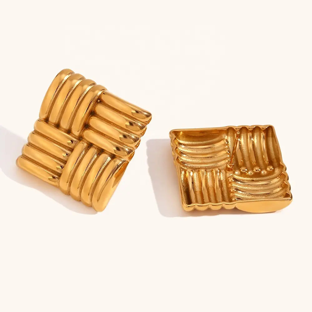 18KT Gold Plated Block Earrings - Atulya Jewellers