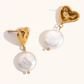 18KT Gold Plated Heart Pearl Earrings