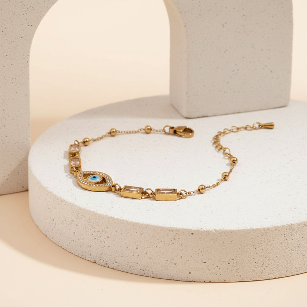 18KT Gold Plated Siora Evil Eye CZ Bracelet