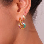 18KT Gold Plated Maria Multicolour Hoop Earrings - Atulya Jewellers