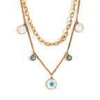 18KT Gold Plated Evil Eye Layered Necklace - Atulya Jewellers