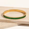 18KT Gold Plated Green CZ Tennis Bangle