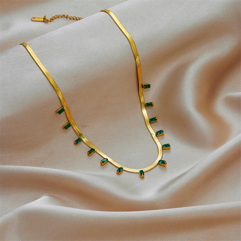 18KT Gold Plated Orlina Rhinestone Necklace - Atulya Jewellers