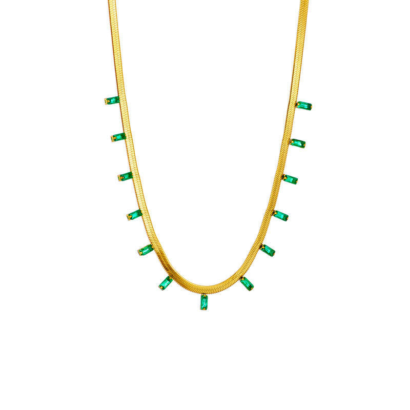 18KT Gold Plated Orlina Rhinestone Necklace - Atulya Jewellers
