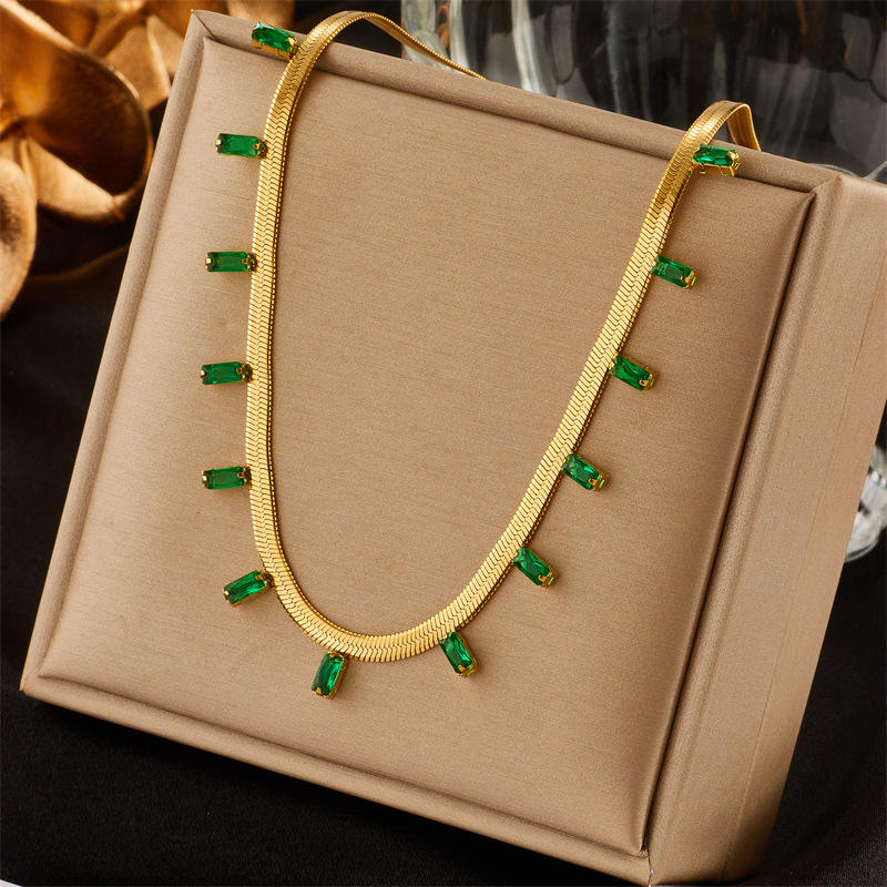 18KT Gold Plated Orlina Rhinestone Necklace - Atulya Jewellers