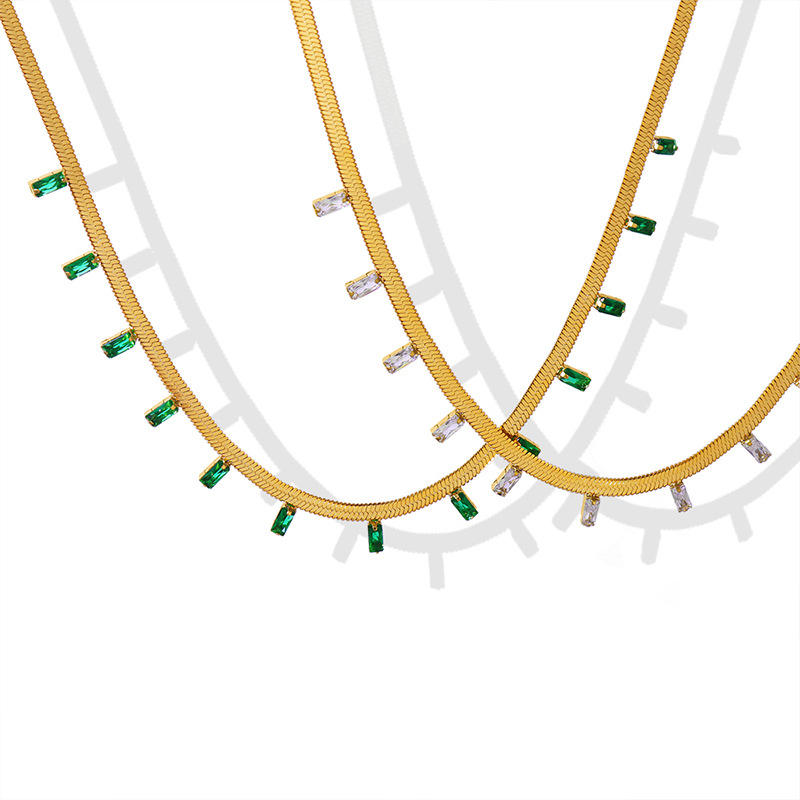 18KT Gold Plated Orlina Rhinestone Necklace - Atulya Jewellers
