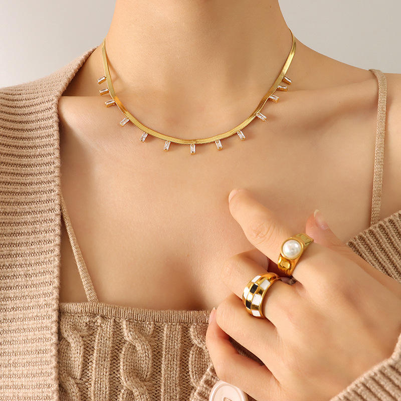 18KT Gold Plated Orlina Rhinestone Necklace - Atulya Jewellers