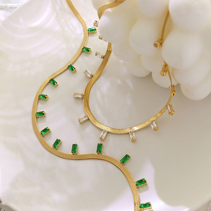 18KT Gold Plated Orlina Rhinestone Necklace - Atulya Jewellers