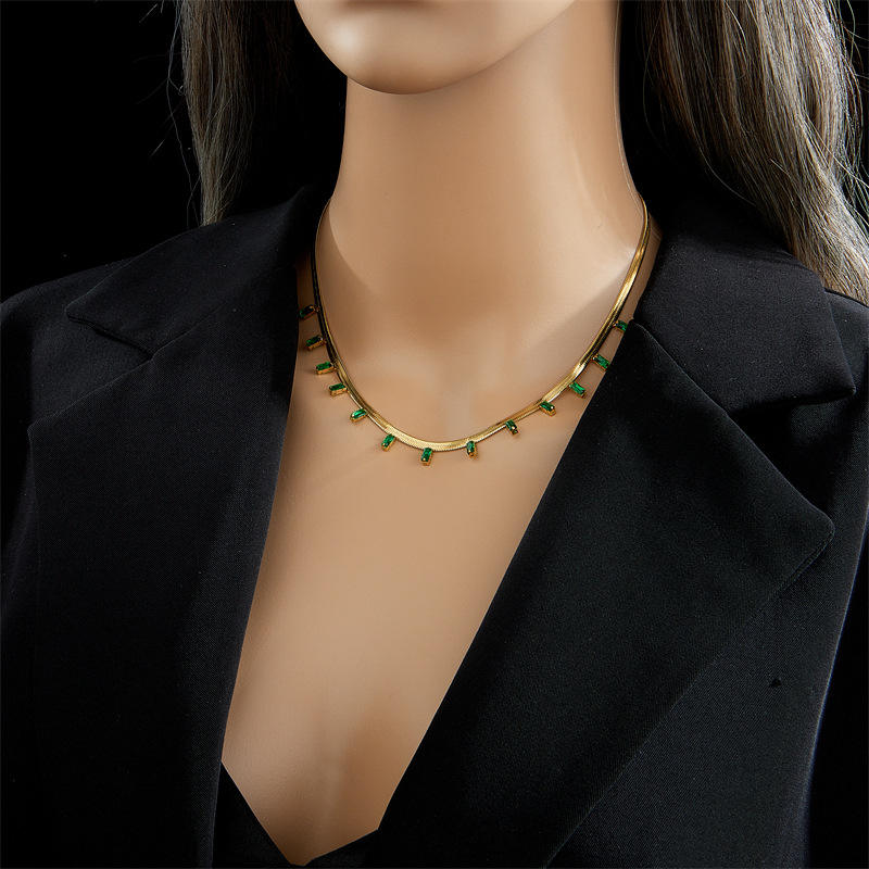 18KT Gold Plated Orlina Rhinestone Necklace - Atulya Jewellers