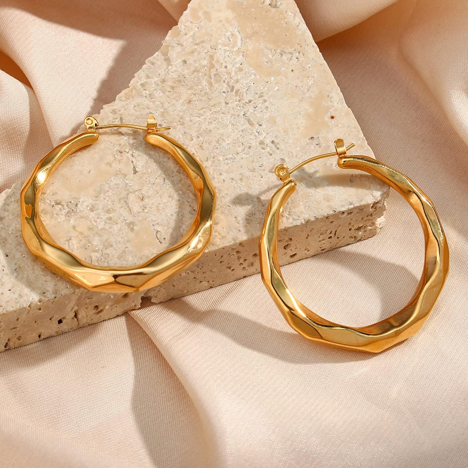 18KT Gold Plated Polly Hoop Earrings - Atulya Jewellers
