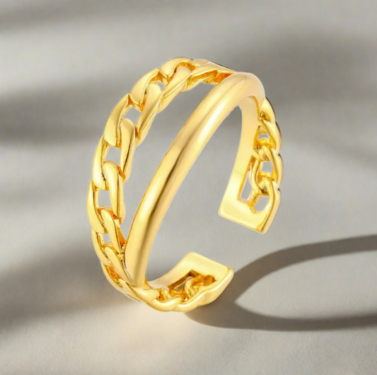 18KT Gold Plated Chain Ring (Re-sizable)