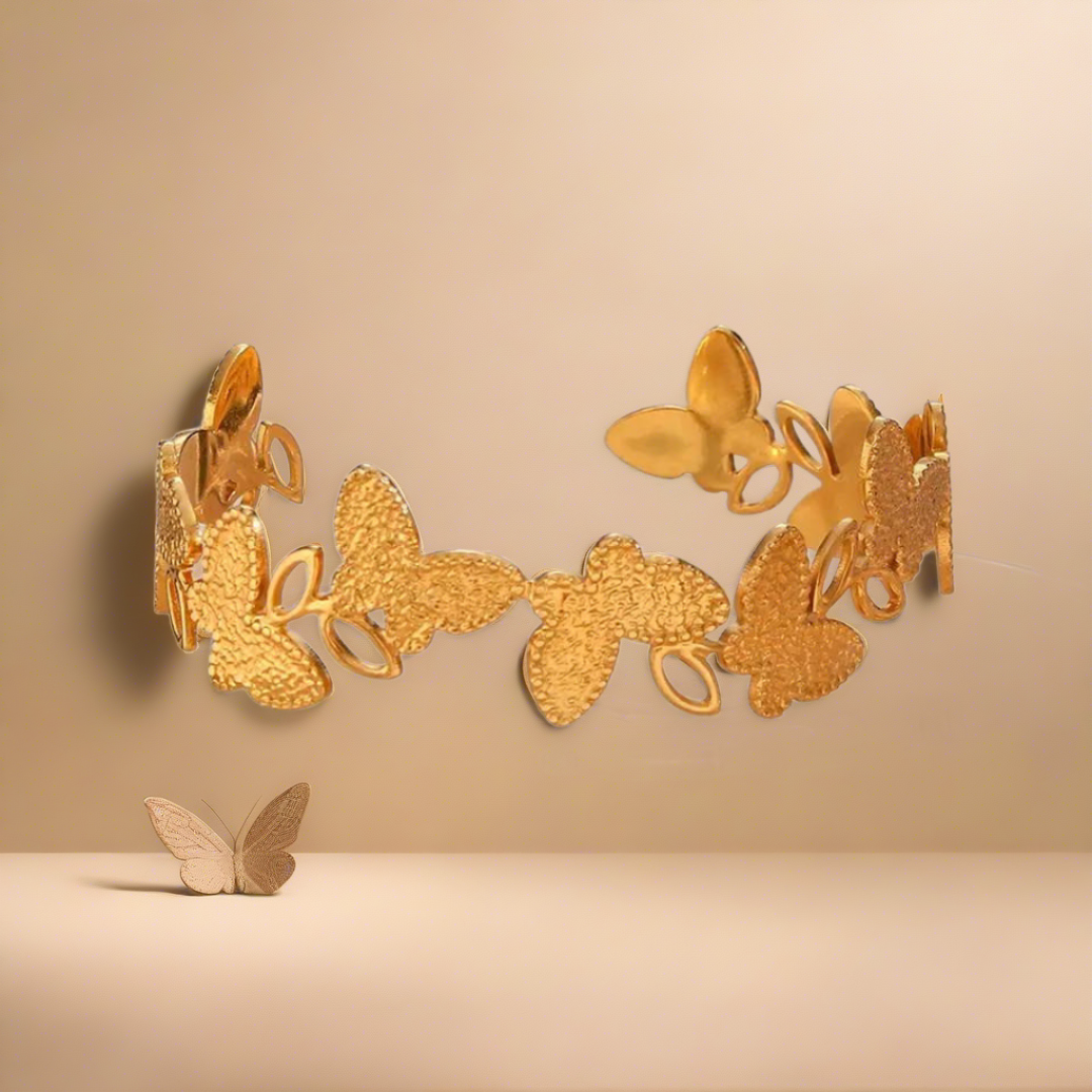 18KT Gold Plated Butterfly Cuff Bracelet - Atulya Jewellers