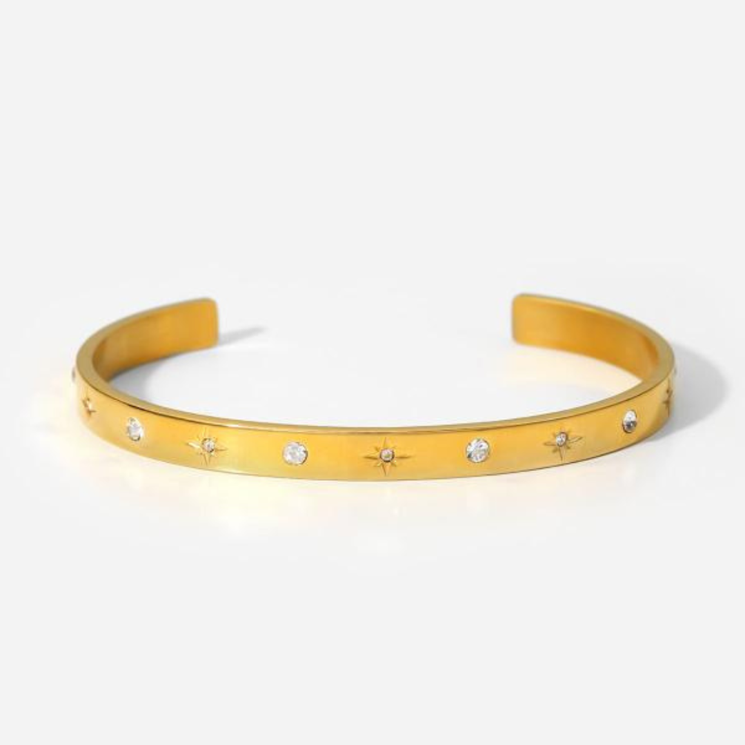 Gold Plated Bangle Bracelet with Colorful Enamel Work - Chirpy Open Bangle  by Blingvine