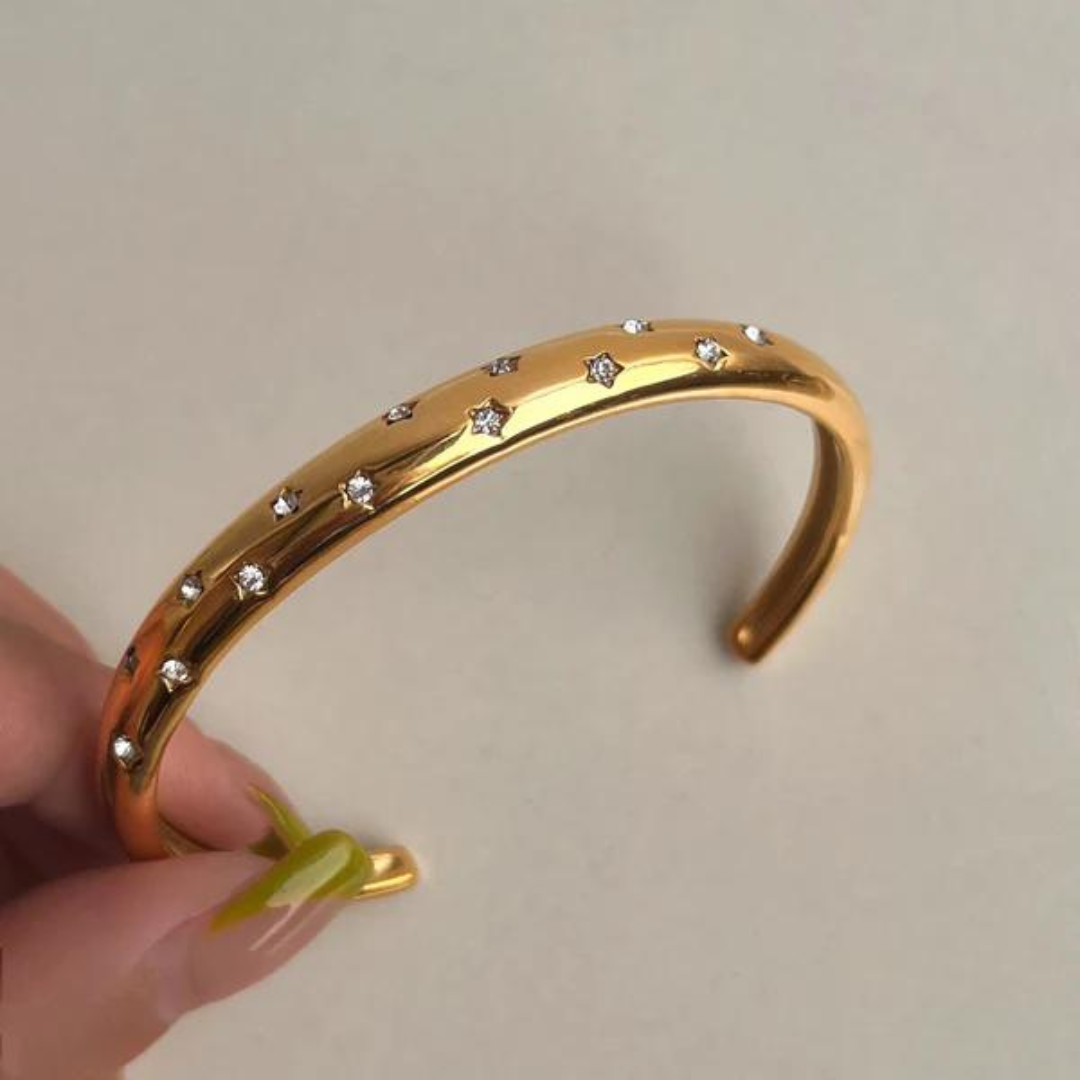 18KT Gold Plated Starburst Cuff Bracelet - Atulya Jewellers