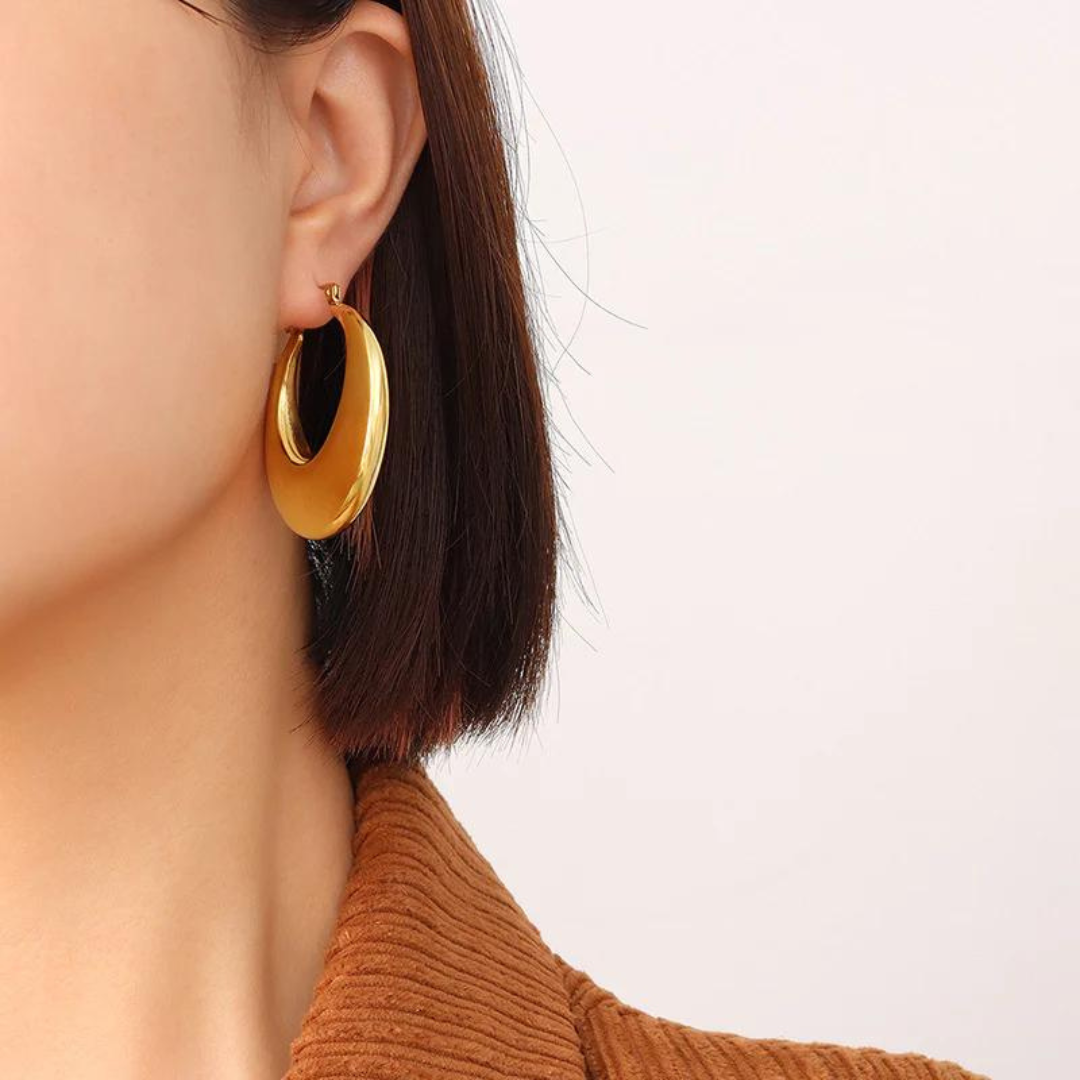 18KT Gold Plated Sophia Hoop Earrings - Atulya Jewellers