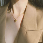 18KT Gold Plated Auric Heart Necklace - Atulya Jewellers