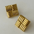 18KT Gold Plated Block Earrings - Atulya Jewellers