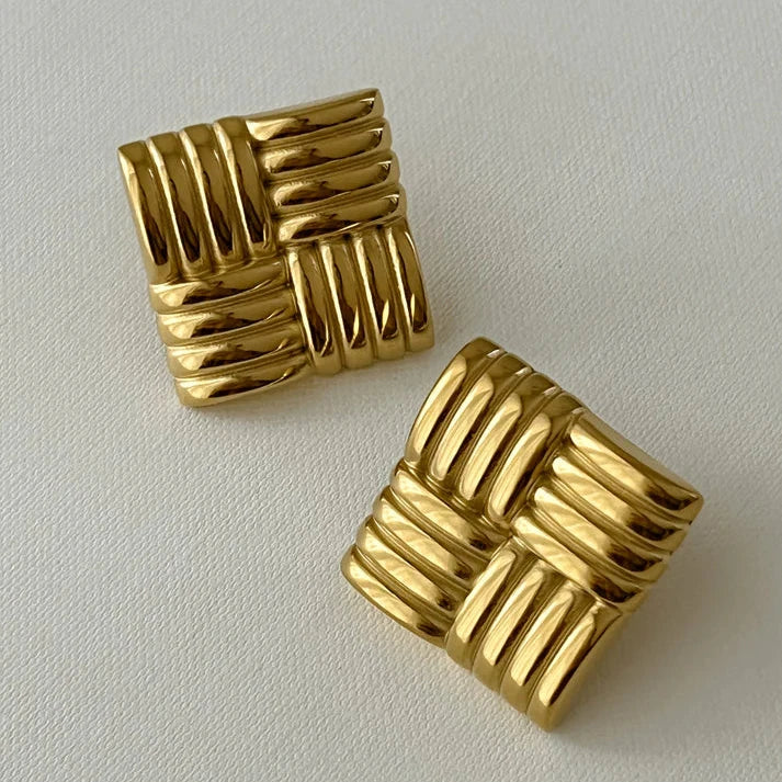 18KT Gold Plated Block Earrings - Atulya Jewellers