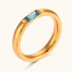 18KT Gold Plated Voletta Ring Blue - Atulya Jewellers