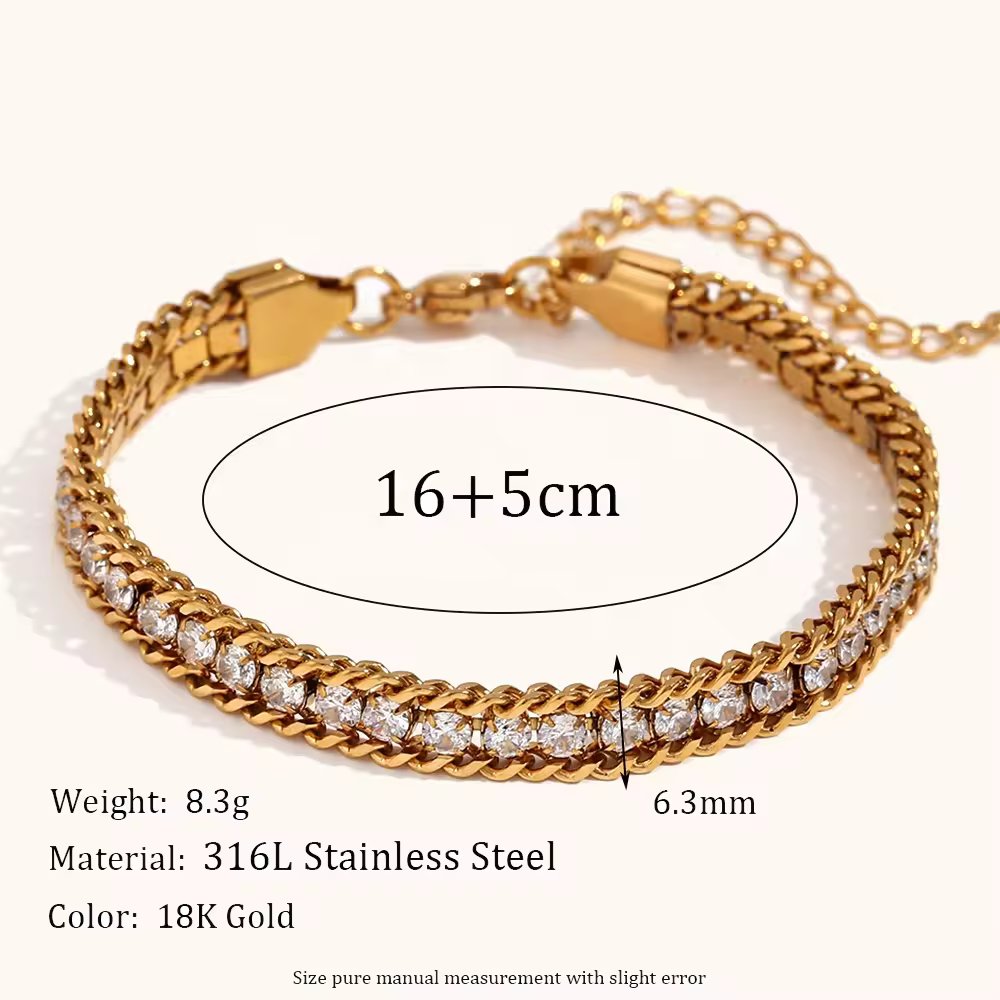 18KT Gold Plated Veera Tennis Bracelet - Atulya Jewellers