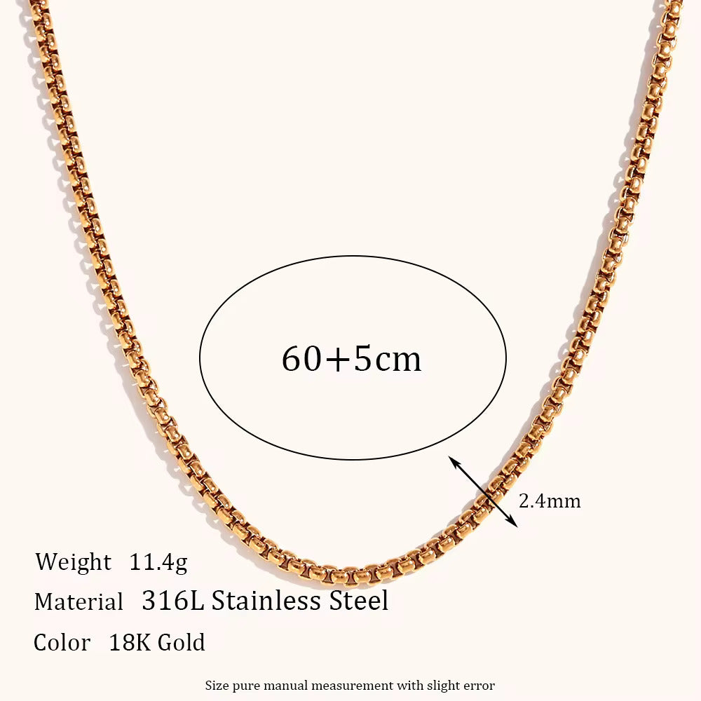 18KT Gold Plated Cube Chain 60cm - Atulya Jewellers