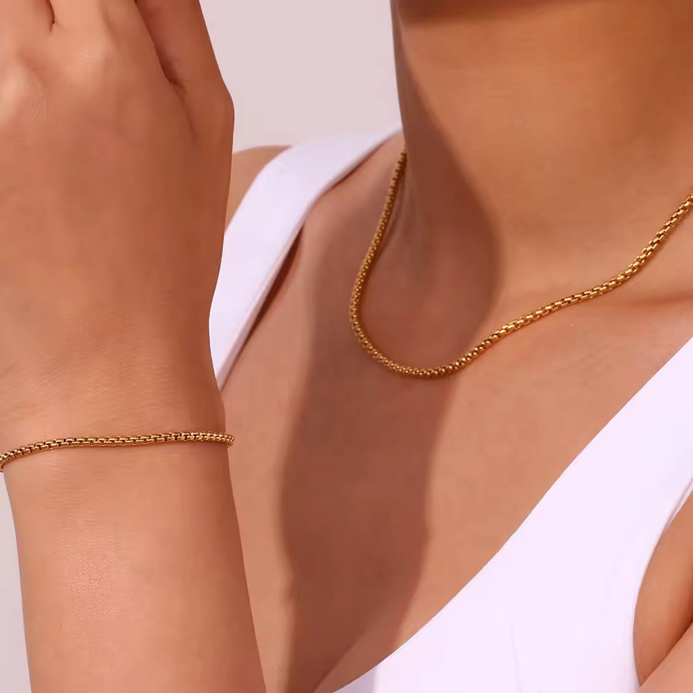 18KT Gold Plated Cube Chain - Atulya Jewellers