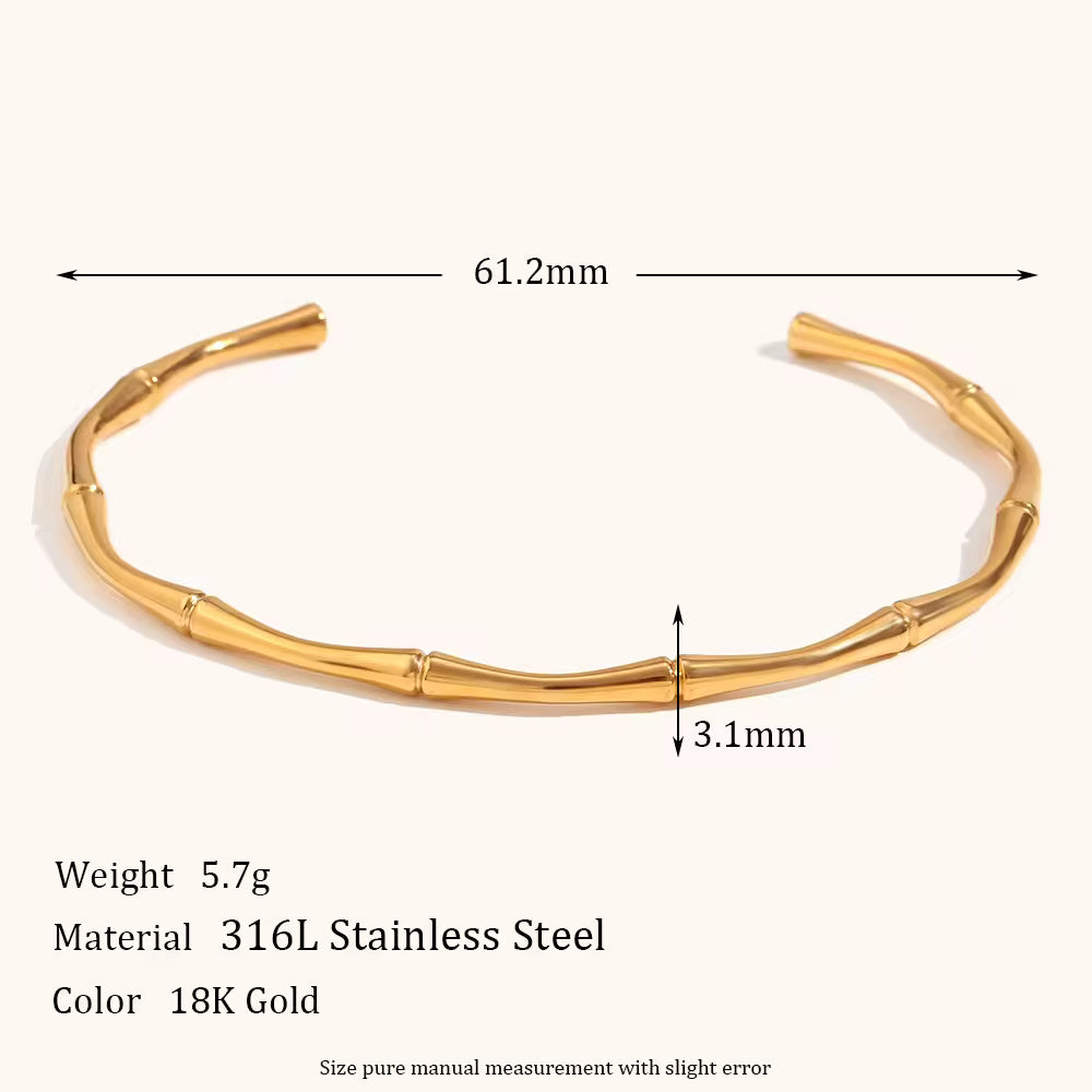 18KT Gold Plated Bamboo Cuff Bracelet - Atulya Jewellers