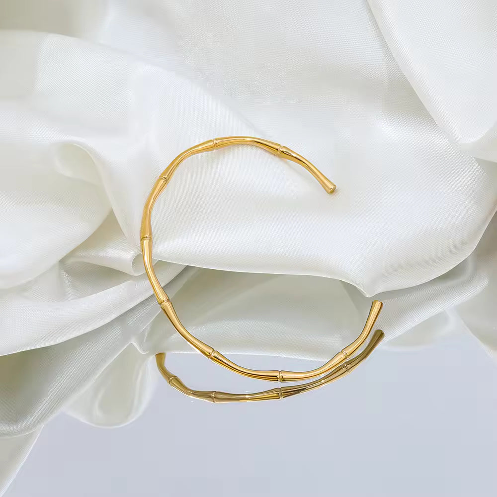 18KT Gold Plated Bamboo Cuff Bracelet - Atulya Jewellers