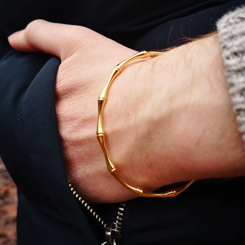 18KT Gold Plated Bamboo Cuff Bracelet - Atulya Jewellers
