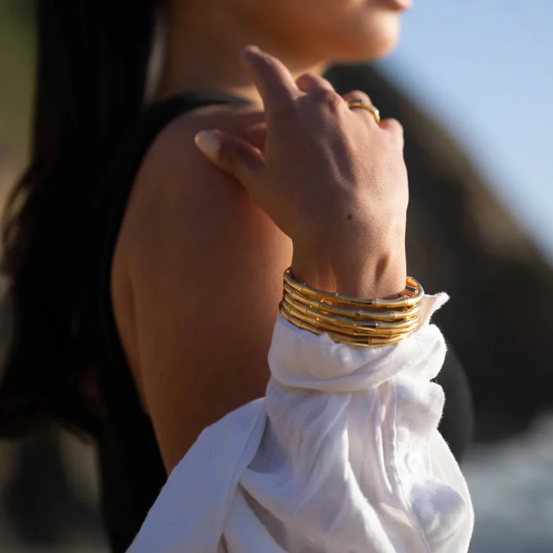 18KT Gold Plated Bamboo Cuff Bracelet - Atulya Jewellers