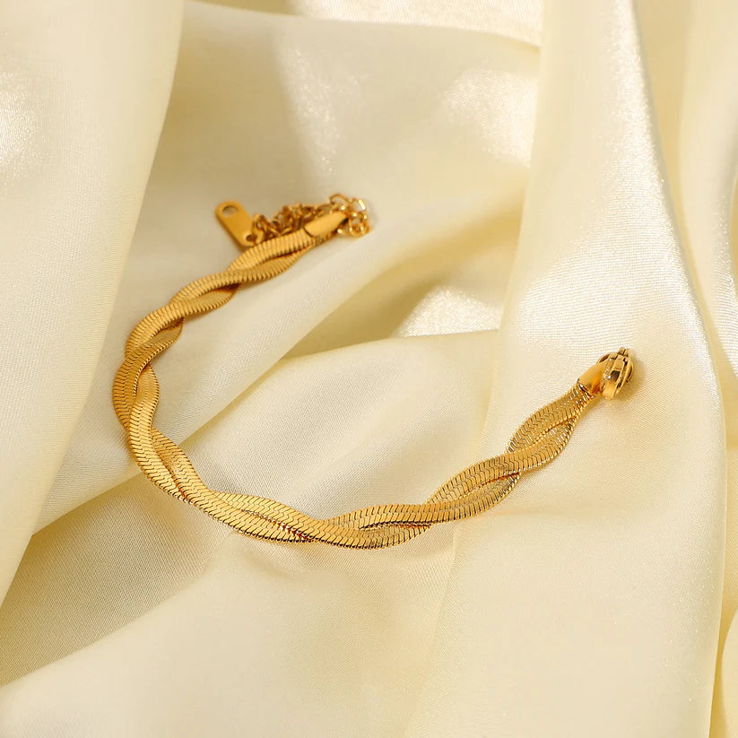 18KT Gold Plated Twisted Silk Bracelet