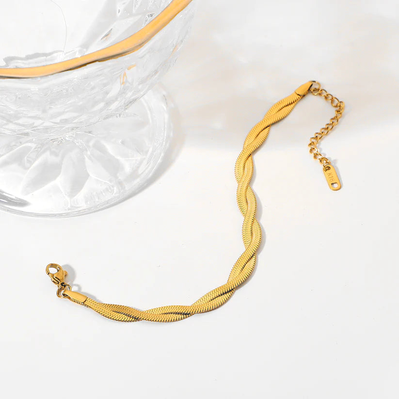 18KT Gold Plated Twisted Silk Bracelet